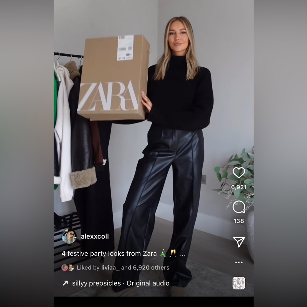 SOLD ON DEPOP Zara faux leather pants - Picture 1 of 15